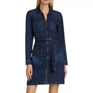 Rails Jefferson Denim Zip Up Mini Dress in Blue Moon Long Sleeve Size Large